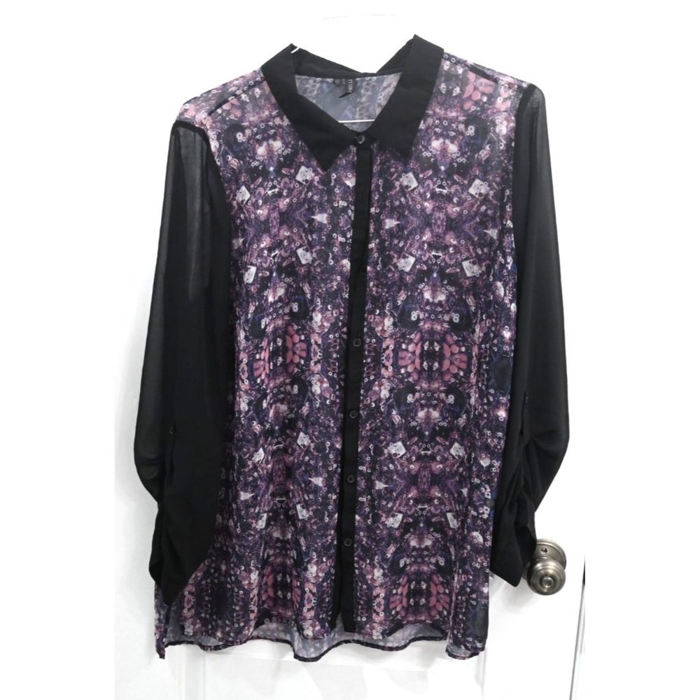 Maurices Womens Long Sleeve Long Blouse with Sheet Material Size 2